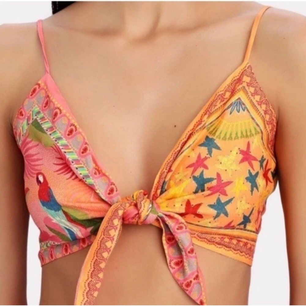 FARM RIO Mixed Scarves Crop Top Bandeau Style Vacation Resort wear Size XL - Picture 3 of 11